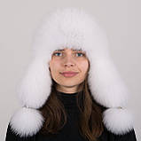 Жіноча хутряна шапка ушанка з натурального хутра песця, фото 2