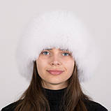 Жіноча хутряна шапка ушанка з натурального хутра песця, фото 7