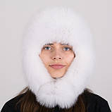 Жіноча хутряна шапка ушанка з натурального хутра песця, фото 5