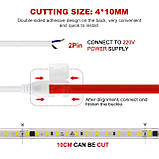Світлодіодна LED стрічка PROLUM™ 220V; 2835\120; IP67; 8 ММ; Series "S", Білий (5500-6000К), фото 9