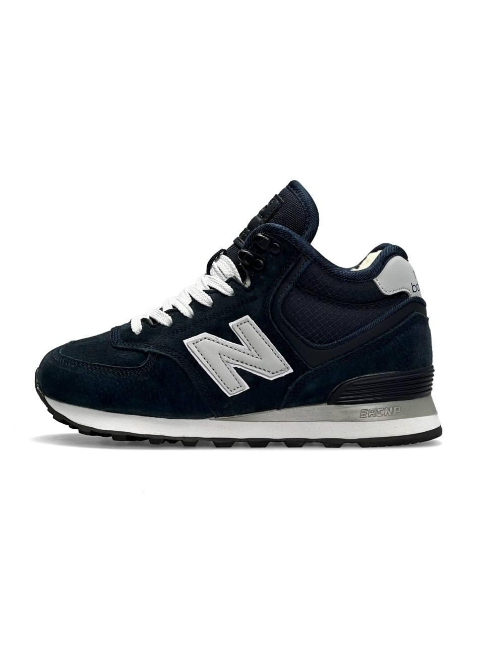 New Balance 574 High Dark Blue White Fur 36
