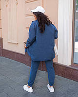 Костюм жіночий двійка прогулянковий із мікровельвета у кольорах (Батал), фото 2