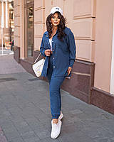 Костюм жіночий двійка прогулянковий із мікровельвета у кольорах (Батал), фото 3