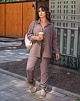 Костюм жіночий двійка прогулянковий із мікровельвета у кольорах (Батал), фото 7