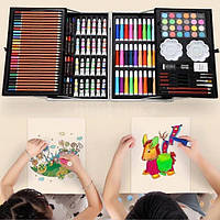 Подарункова валіза з олівцями, фломастерами та фарбами, набір для малювання юний художник