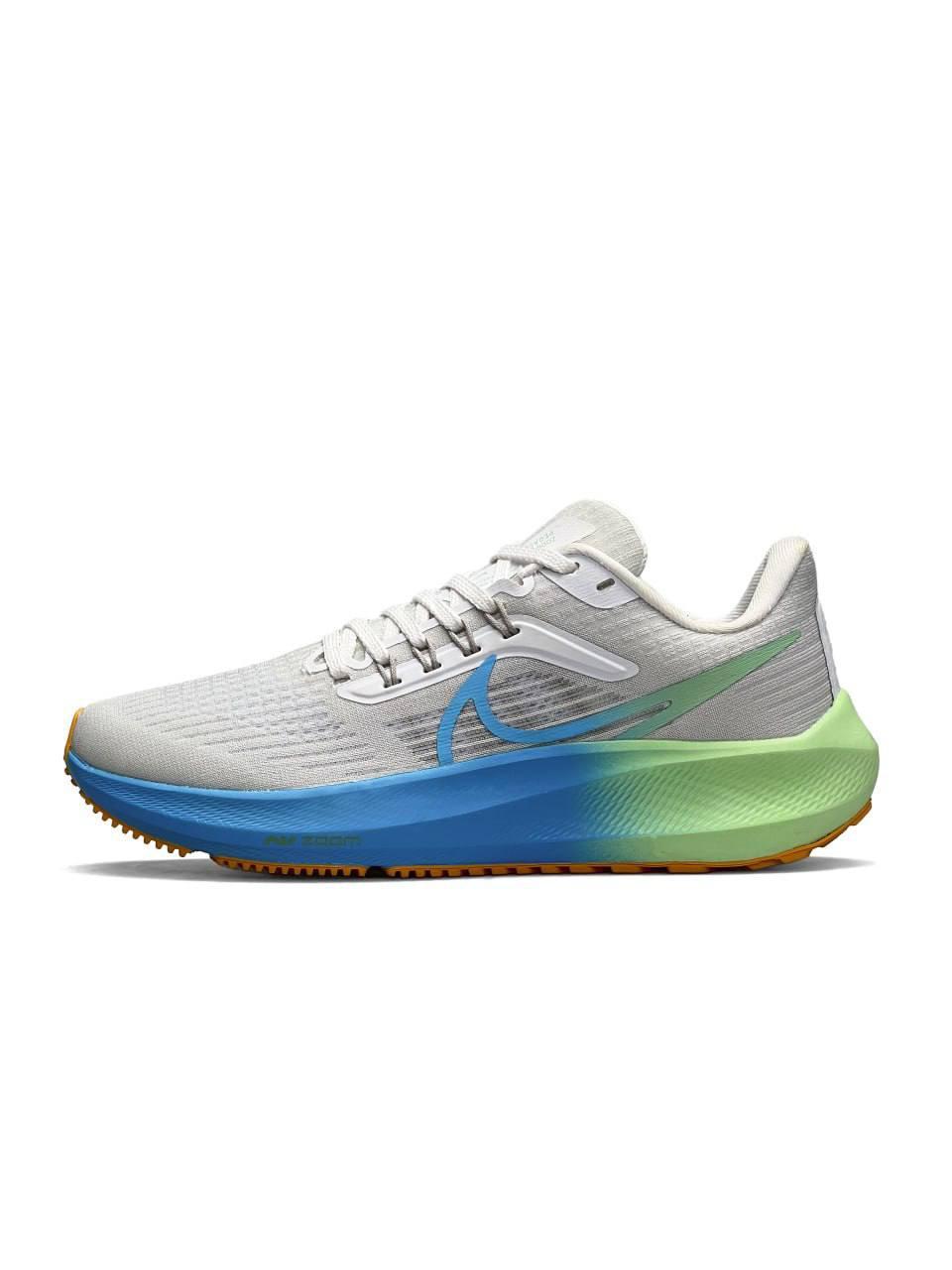 Жіночі кросівки текстиль сітка Nike Air Zoom Light Grey Blue Green, кеди Найк текстильні 36