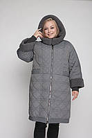 Жіночий зимовий пуховик М-1070 сірого кольору