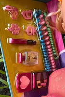 Лялька DEFA 8415 голова для зачісок розміром 23 см, плойка, косметика, заколочки, 2 види, в коробці 31,5-27-13,5 см, фото 5