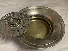 Садж ручної роботи бронзовий, латунний, блюдо для подачі шашлику 360 мм