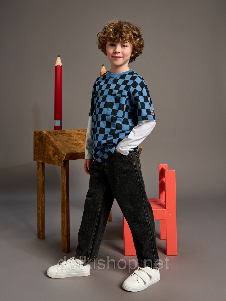 Дитячі чорні вільні джинси для хлопчика 110 см (4-5Y)