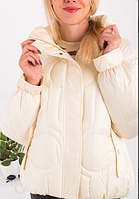 Жіноча крута стильна коротка куртка демі з капюшоном, на блискавці, на синтепоні