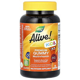 Вітаміни Alive! Kids Premium Gummy Multivitamin Cherry Grape & Orange Nature's Way 90 жувальних таблеток