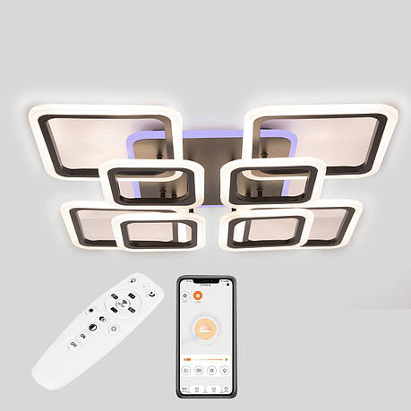 Стельова LED люстра, світлодіодний світильник Sunlight чорний 5331/4+4 R, фото 1