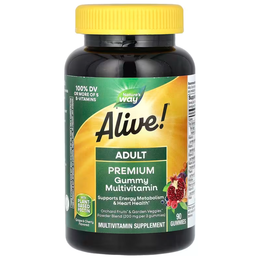 Вітаміни Alive! Adult Premium Gummies Multivitamin Grape and Cherry Nature's Way 90 жувальних таблеток, фото 1