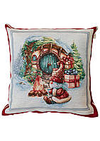 Наволочка Новорічна на подушку 45х45 см, гобелен