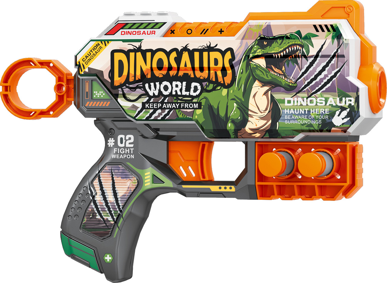 Пістолет механічний 20 см Turbo&Fast Світ Динозаврів, фото 1