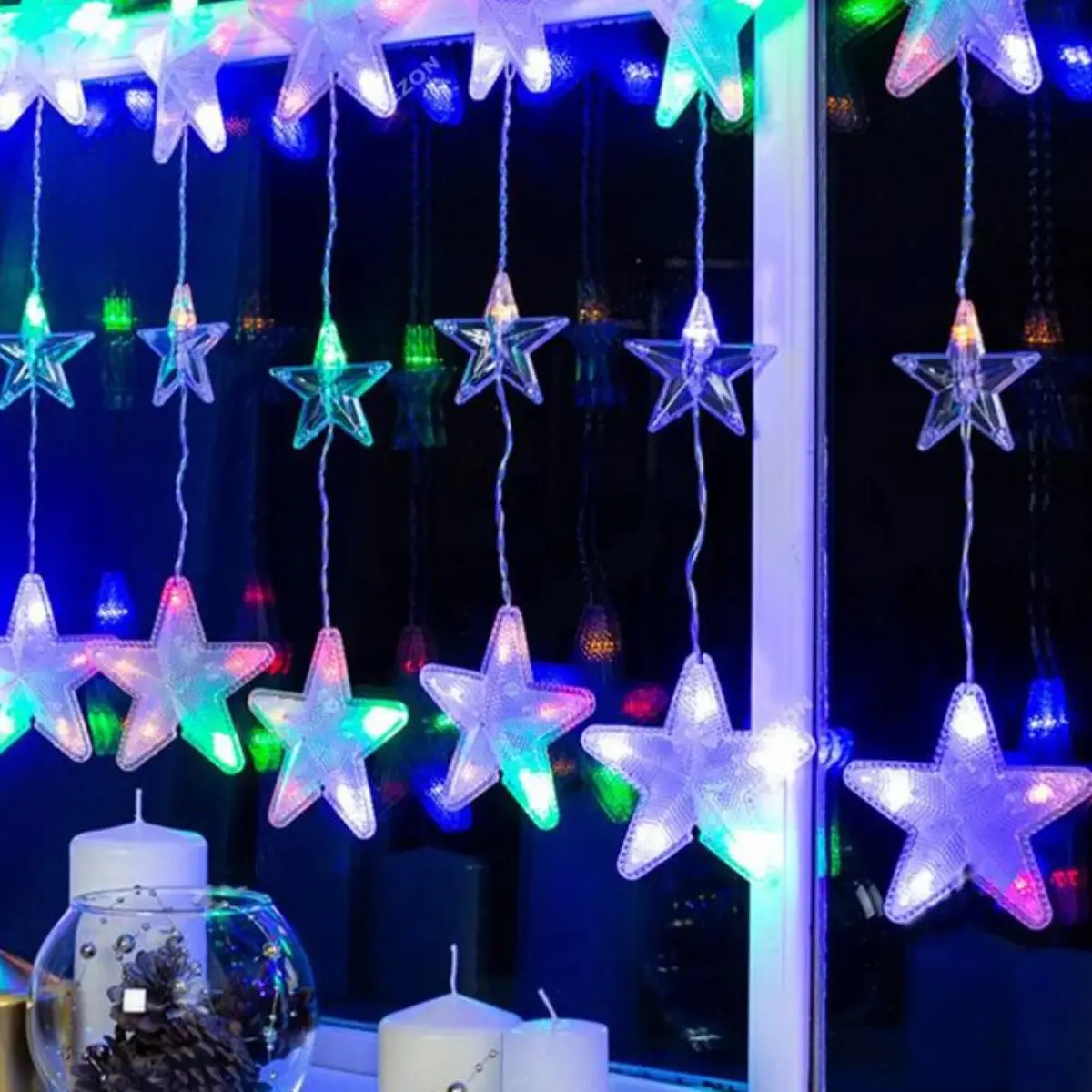 XMAS Гірлянда штора Зірепад 120L на мідний пров 3M*180CM Мультиколірна Mulit, фото 1
