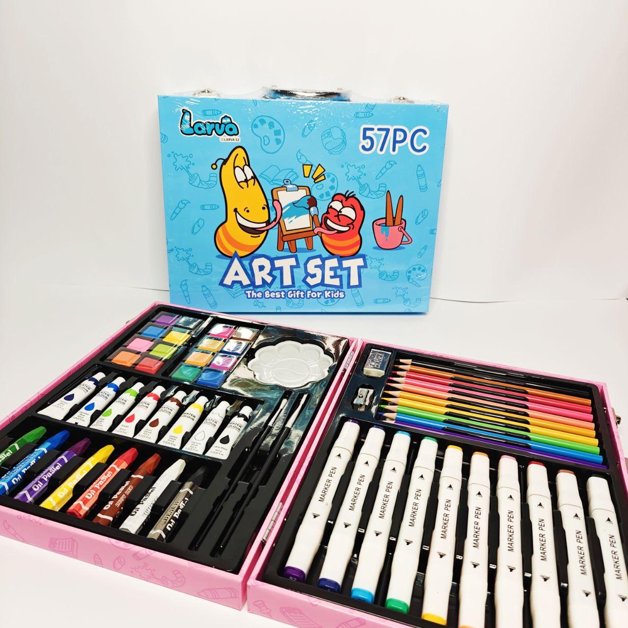 Дитячий набір для малювання та творчості Art Set у блакитному кейсі на 57 предметів