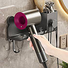 Настінний тримач для фена та аксесуарів органайзер Storage Shelf навісна компактна підставка для ванної, фото 3