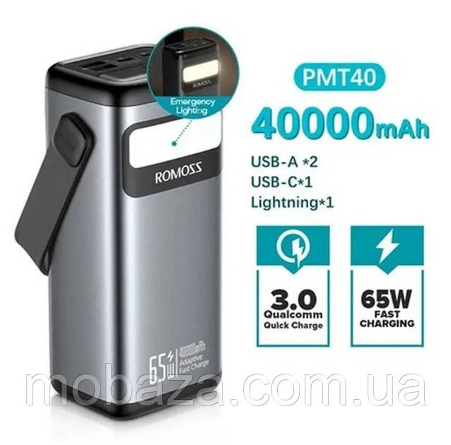 Power Bank Romoss 40000mAh PMT40 65W (PMT40-182-2133H)чорний