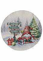 Серветка-підкладка кругла Новорічна гобеленова 35 см