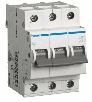 Автоматичний вимикач Hager 3П 6А тип С MC306A