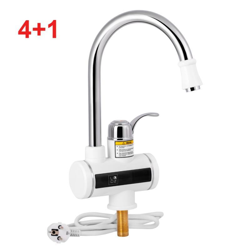 Акційний набір Lidz Warm (4+1): Проточний кран-водонагрівач кухонний (95 00 058) White / Chrome, фото 1