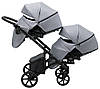 Коляска 2 в 1 для двійні Bair Kiwi DUO Soft BKP-218 сірий, фото 6
