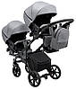Коляска 2 в 1 для двійні Bair Kiwi DUO Soft BKP-218 сірий, фото 7