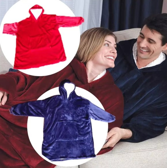 Толстовка плед Huggle Hoodie оверсайз 80 x 100 см теплий флісовий худі з капюшоном і великою кишенею для рук