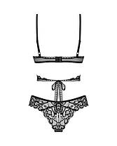 Комплект Obsessive Blomentis 2-pcs set, M/L, мереживний, ліф із зав'язками на спині, трусики-сліпи, фото 5