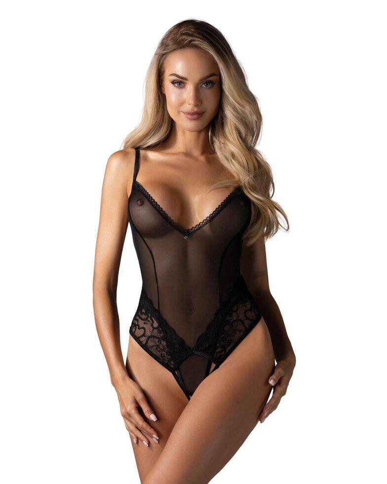 Тедді з доступом Obsessive Blomentis crotchless teddy, M/L, прозоре, відкрита спина, низ-стрінги