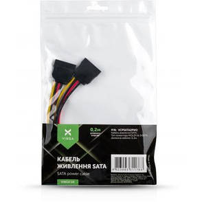 Кабель живлення SATA power 0.2m 2 connectors Vinga (VCPSATA2PW2), фото 3