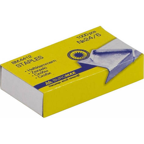 Скоби для канцелярського степлера №24/6 1000шт., ЛЮКС Buromax (BM.4412), фото 1