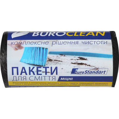 Пакети для сміття Buroclean EuroStandart міцні чорні 35 л 50 шт. (4823078922854), фото 1