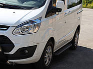 Боковые Подножки Allmond Black (2 шт., Алюминий) Короткая База для Ford Custom 2013-2022 гг