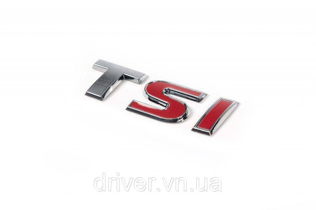 Надпись TSI (косой шрифт) T - хром, SI - красная для Volkswagen Golf 7/E-Golf