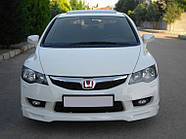 Накладка на передний бампер 2009-2011 (грунт под покраску) для Honda Civic Sedan VIII