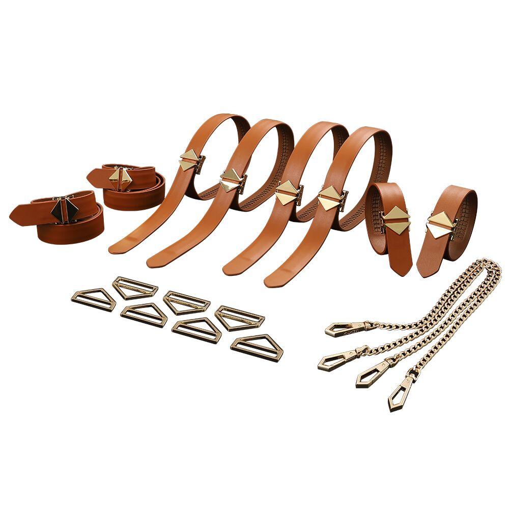 Набір із 8 ременів для зв'язування LOCKINK 8-Bondage-Straps Restraint Set — Brown, фото 1