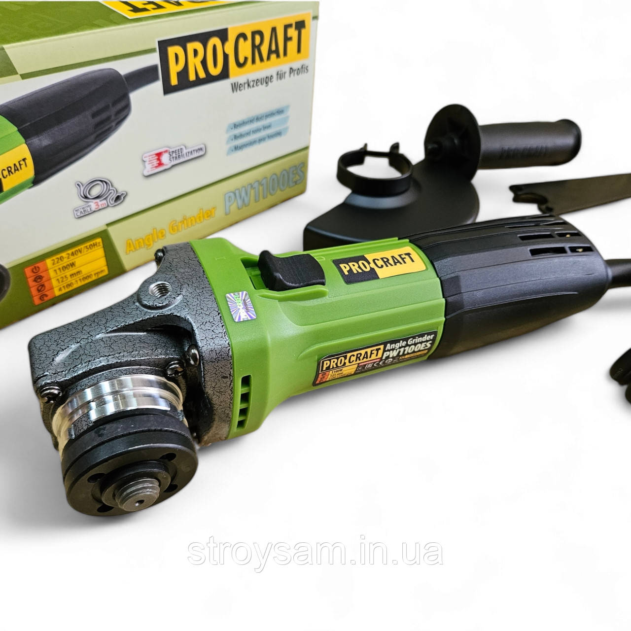 Болгарка, болгарка 125, вуш, болгарка з регулюванням обертів Pro-Craft PW 1100 ES Німеччина
