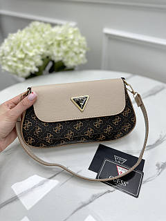 Сумка жіноча Guess MINI багет Коричневий+беж