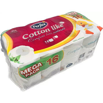 Папір туалетний Perfex Cotton Comfort Line тришаровий 16 шт
