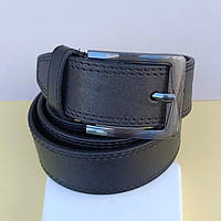 Ремінь із Натуральної Шкіри Чоловічий 40 мм Подвійний Рядок Чорний Класика ТМ "Диплом"