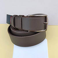 Ремінь із Натуральної Шкіри Чоловічий 35 мм Темно Коричневий Класика ТМ "Диплом"