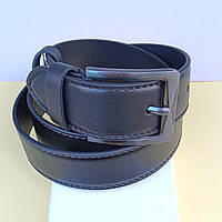 Ремінь із Натуральної Шкіри Чоловічий 40 мм Один Рядок Чорний Об'ємний ТМ "Диплом"