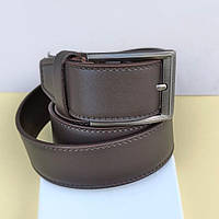 Ремінь із Натуральної Шкіри Чоловічий 35 мм Один Рядок Темно Коричневий Класика ТМ "Диплом"