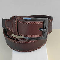 Ремінь із Натуральної Шкіри Чоловічий 40 мм Подвійний Рядок Світло Коричневий Класика ТМ "Диплом"