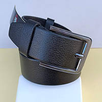 Ремінь із Натуральної Шкіри Чоловічий 40 мм Текстура Чорний Класика ТМ "Диплом"