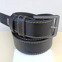 Ремінь із Натуральної Шкіри Чоловічий 40 мм Один Рядок Темно Коричневий Класика ТМ "Диплом"