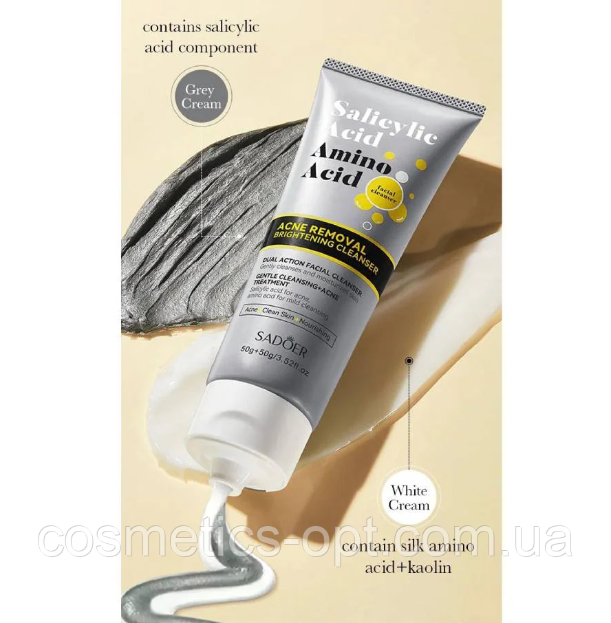 Пінка для вмивання ПРОТИ АКНЕ З САЛІЦИЛОВОЮ ТА АМІНО КИСЛОТАМИ Sadoer Salicylic Acid Amino Acid, 50 g + 50 g